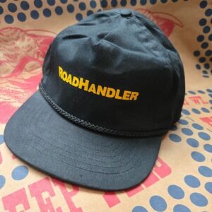 VTG Roadhandler Snapback Hat OSFA EUC Black Yellow Rope Detail Trucker Cap Retro